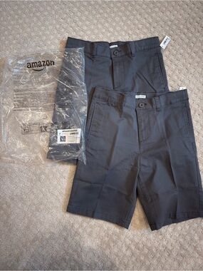 Amazon Essentials Charcoal Gray Kids Stretch Chino Shorts